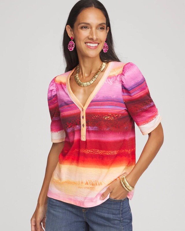 Rio Sunset Henley Tee - image 1
